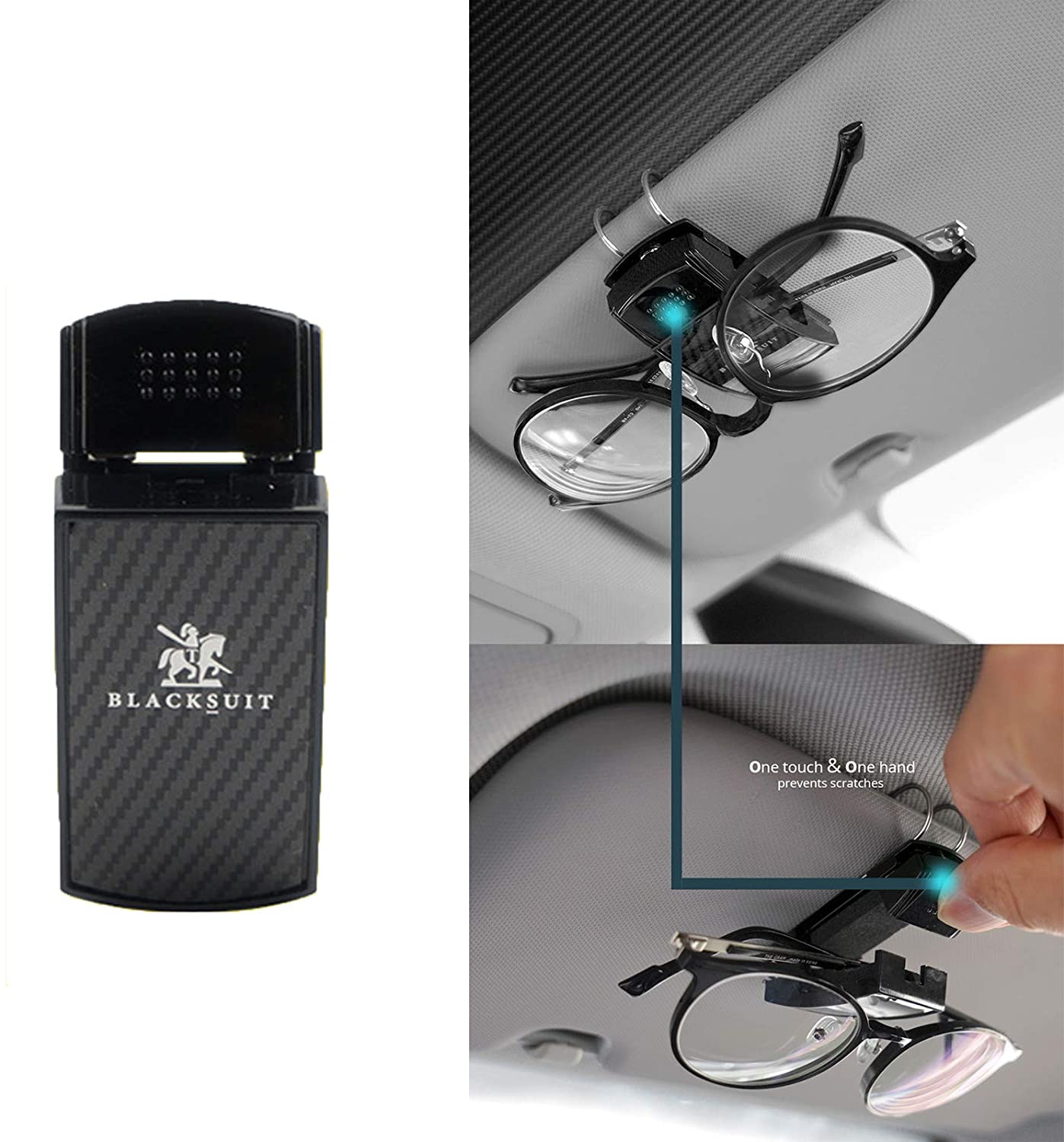 Blacksuit Autoban Leather Sunglass Clip Sun Visor Car Eyeglasses Holder Universal for car and Vehicles(Black)