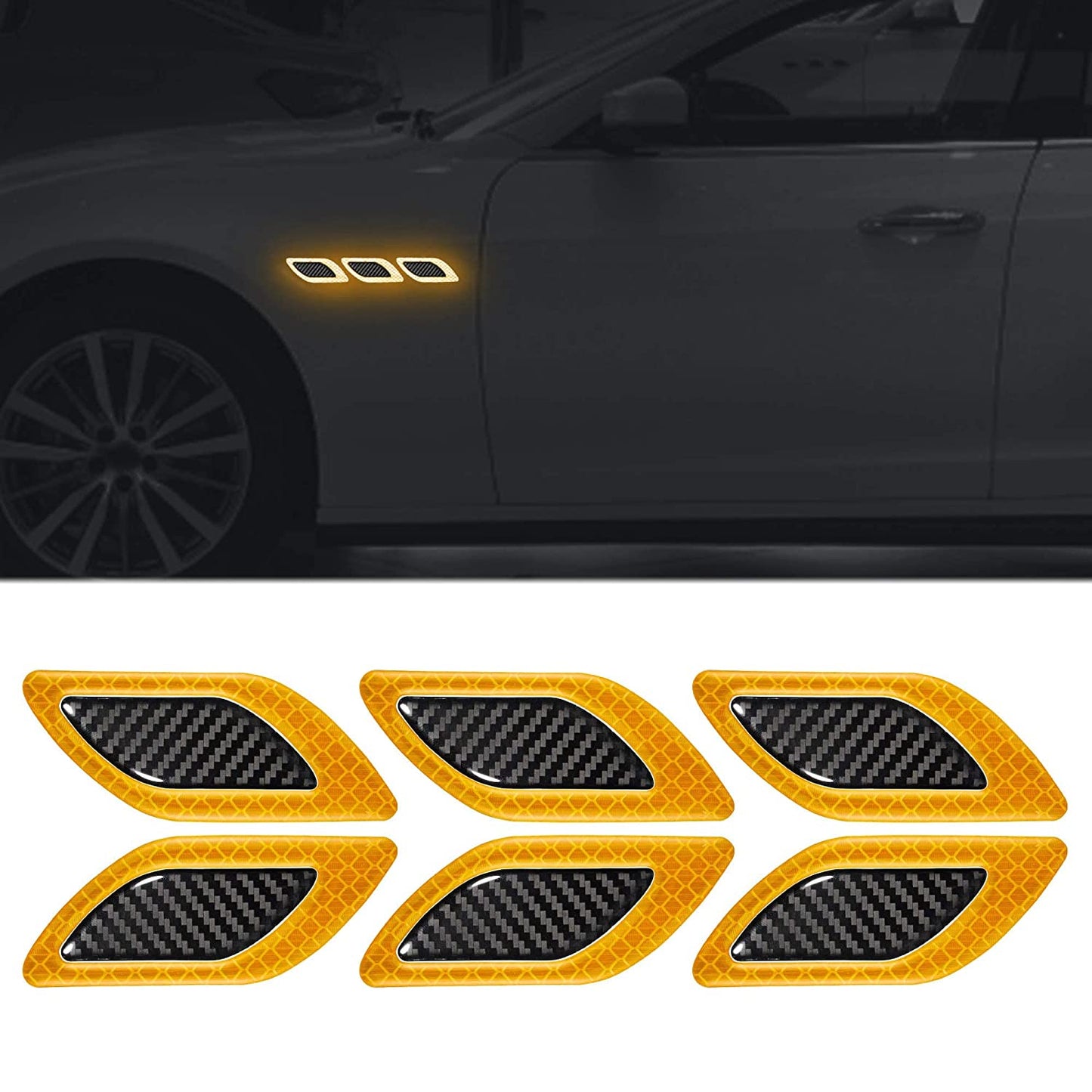 Carbon Fiber Graphic Car Reflective Sticker,Warning Sign Bumper Door Fender Hood Anti-Scratch Cover Decal