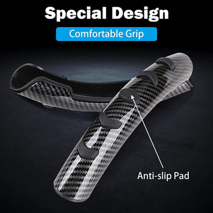 Car Anti Skid Non Slip Black Carbon Fiber Decoration Steering Wheel Grip Covers Universal for All Cars - Set of 2 pcs