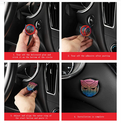 CarOxygen - IronMan Decorative Auto Accessories Car Engine Start Stop Button Cover Push Button Sticky Cover Car Interior