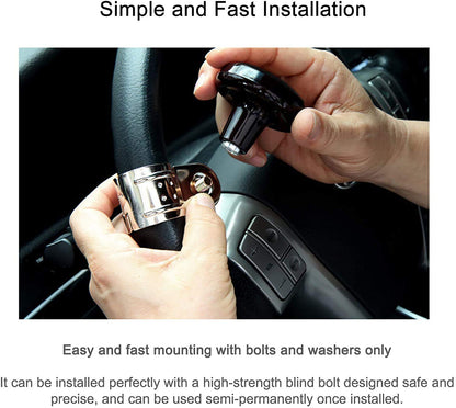 CarOxygen - BlackSuit Leather Power Handle Knob Steering Wheel Knob