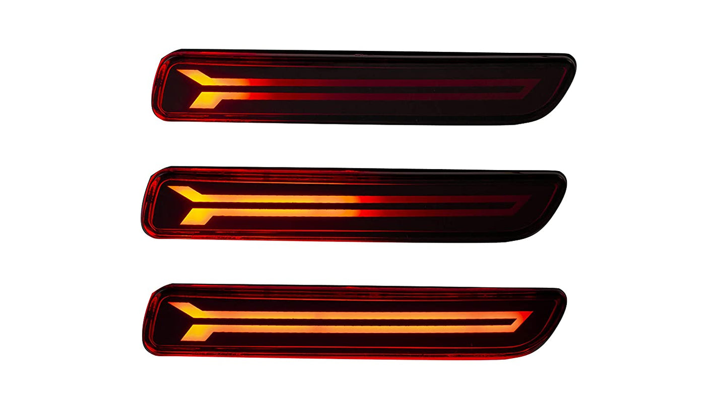 Rear Bumper LED Reflector/DRL for Suzuki Baleno, Breeza, Ciaz, S-cross, Ertiga, New Dzire, Wagon-r 2019 with Running Indicator, Red, Set of 2 Pc (V1)