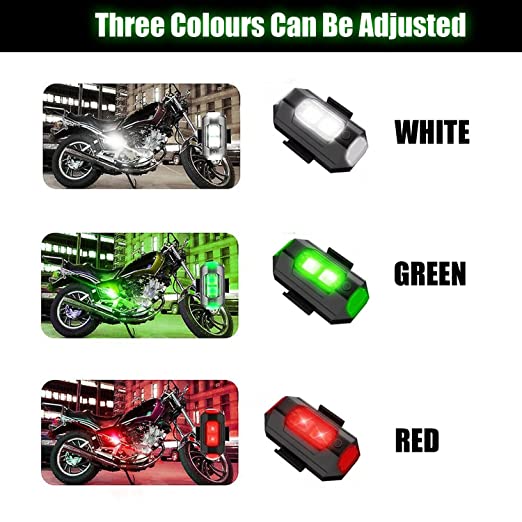 LED Aircraft Strobe warning Accessories Lights 3 Colors Exterior Lights Kit For Auto Motorbike, Drone, Bicycle USB Rechargeable Battery