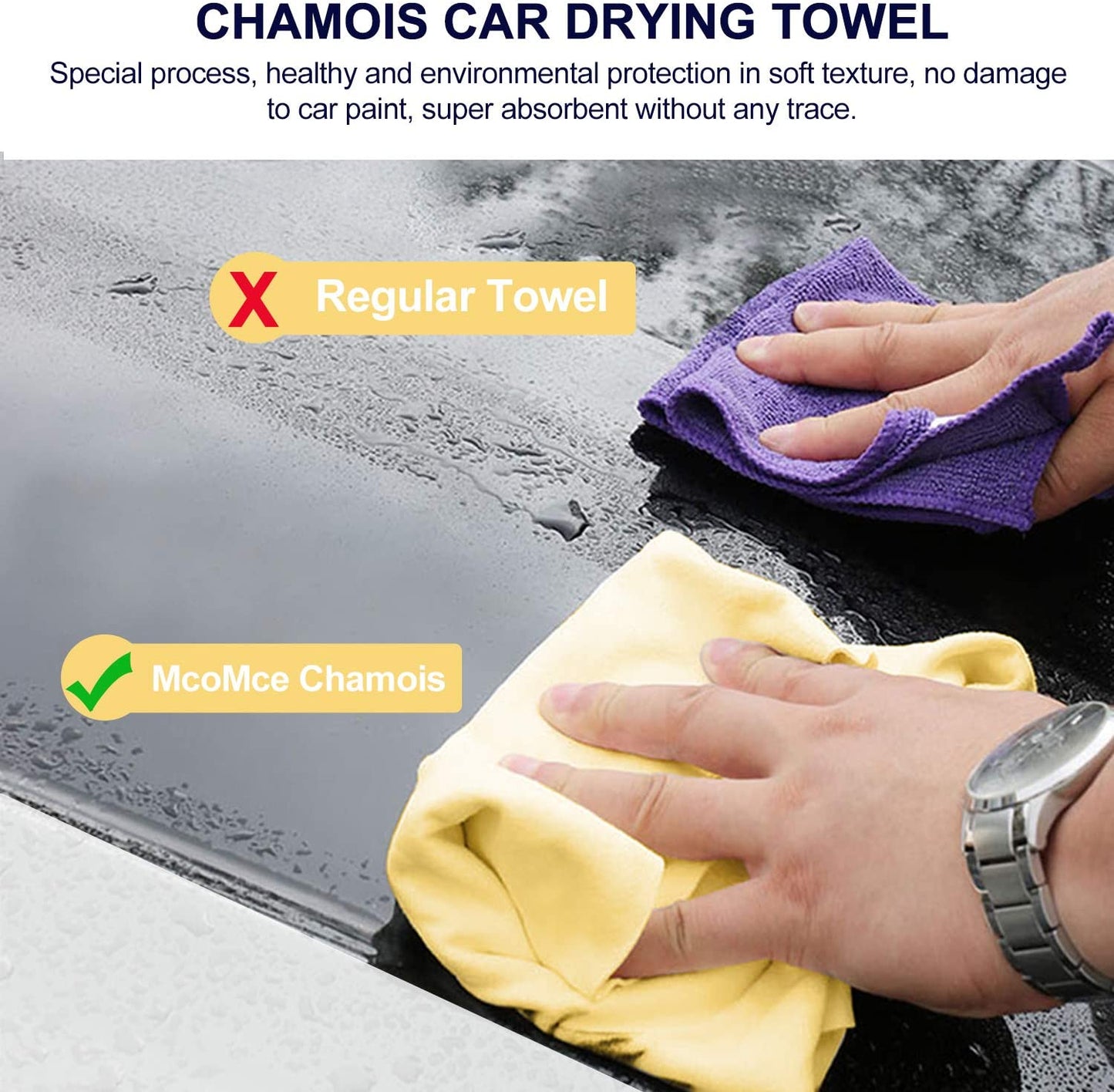 CarOxygen Synthetic Chamois Cloth Super Absorption Drying Towel for Cars for Dry & Wet Cleaning ( Yellow, 66 X 43 cm).