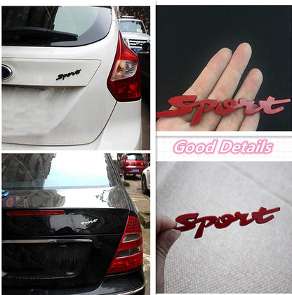 CarOxygen - Sport Cursive Black Badge Emblem Sticker Decal for All Car Bike Mobile Laptop/Metal Sticker Badge for Cars and Bikes