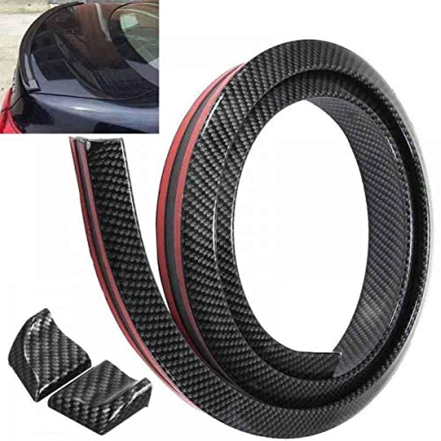 Samurai Universal Rear Trunk Spoiler Wing Lip with 3M Tape, 1.5M X 35MM, Car Modification Accessories (Carbon Black)