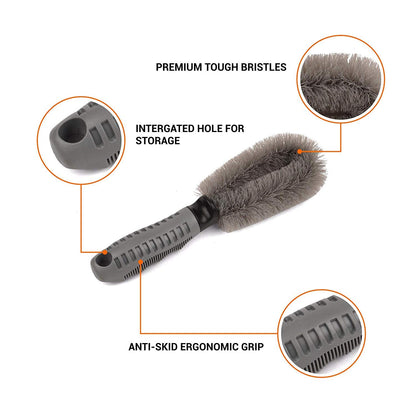 CarOxygen - Brush Tire Cleaning Brush for Car Wheel Hub, Tire Rim Scrub, Car Truck Motorcycle Bike Washing Cleaning Tool (Set of 2 Pcs)