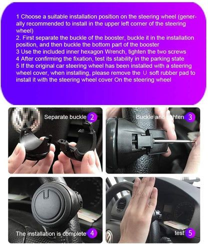 3R-2251 Black 360Â° Rotation Universal Car Steering Knob Wheels Spinner Knob Power Save Easy Turn Ball Booster