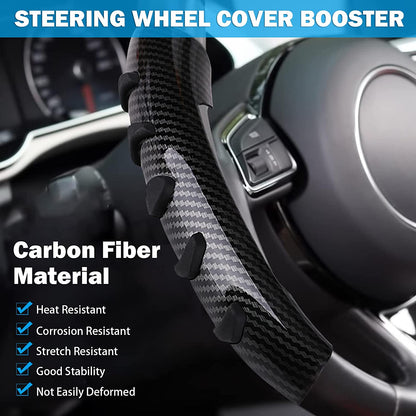Car Anti Skid Non Slip Black Carbon Fiber Decoration Steering Wheel Grip Covers Universal for All Cars - Set of 2 pcs