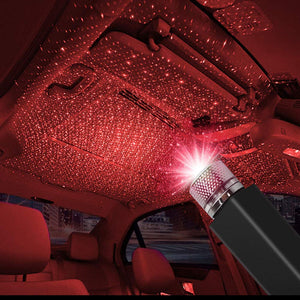 USB Roof Star Projector Lights with 3 Modes, USB Portable Adjustable Flexible Interior Car Night Lamp Decor with Romantic Galaxy Atmosphere fit Car, Ceiling, Bedroom, Party (Plug&Play, REd)