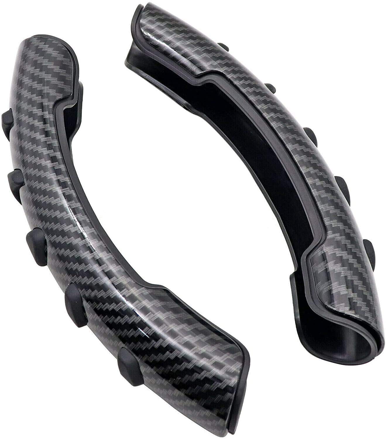 Car Anti Skid Non Slip Black Carbon Fiber Decoration Steering Wheel Grip Covers Universal for All Cars - Set of 2 pcs