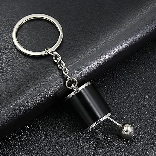 6Speed Creative Auto Part Model Gear Box Keychain Chrome Six-speed Manual Transmission Shift Lever Keyring Key Chain Turbo Car Gear Shift Stick Knob Keyfob