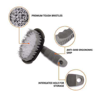 CarOxygen - Brush Tire Cleaning Brush for Car Wheel Hub, Tire Rim Scrub, Car Truck Motorcycle Bike Washing Cleaning Tool (Set of 2 Pcs)