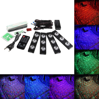 CarOxygen - Car LED Interior Strip Light, 16 Million Colors 5 in 1 with 6 Meters Fiber Optic, Multicolor RGB Sound Active Automobile Atmosphere Ambient Lighting Kit - Wireless Bluetooth APP Control