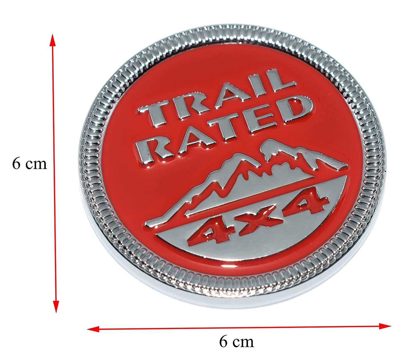 Trail Rated Emblem Sticker for Cars, Metal (Red)