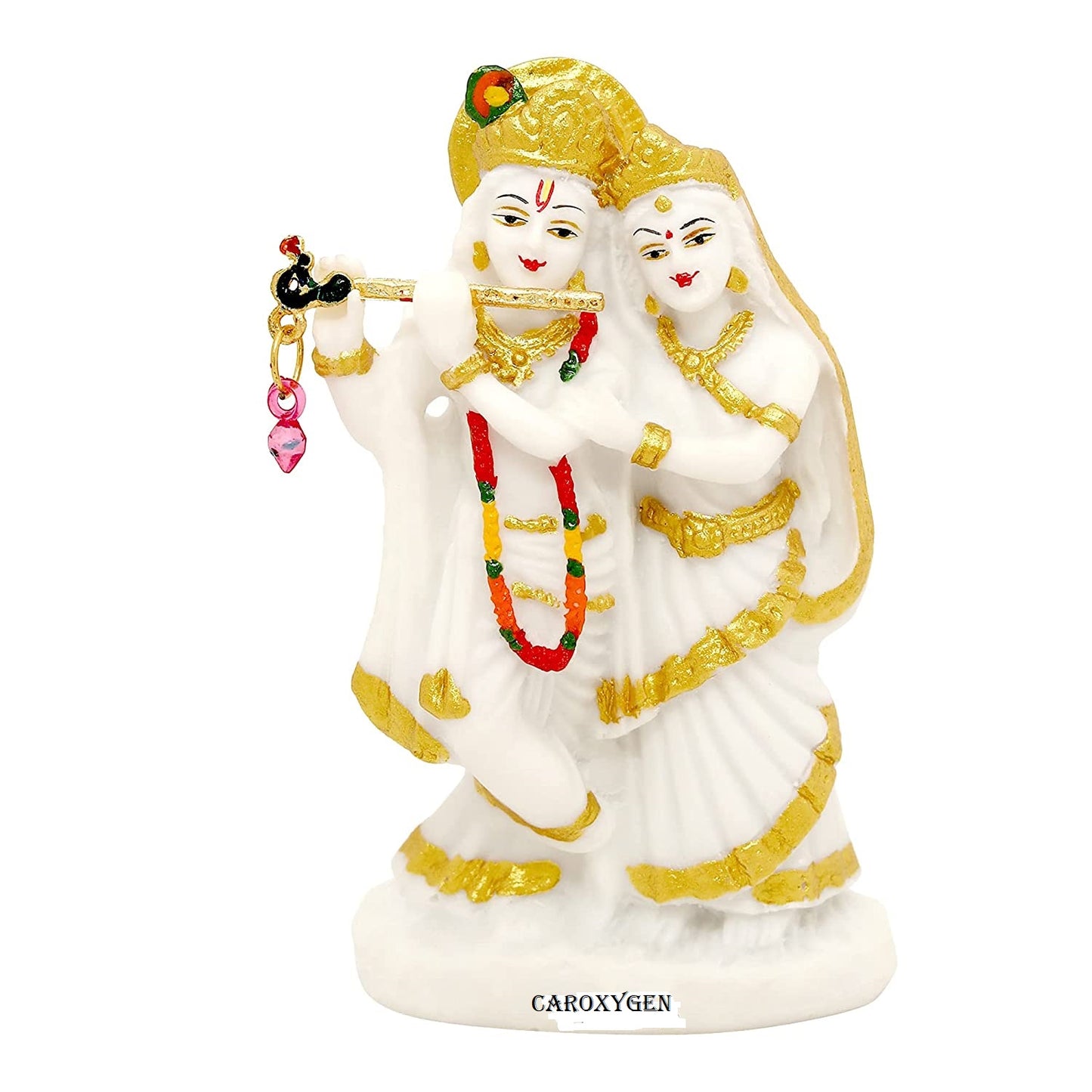 Radha Krishna Statue With Antique Golden Lining For Car Dashboard Or temple