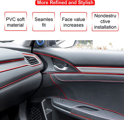 Car Interior Trim Strips - 16.4ft Universal Car Gap Fillers Automobile Moulding Line Decorative Accessories DIY Flexible Strip Garnish Accessory with Installing Tool - 5 Mtr