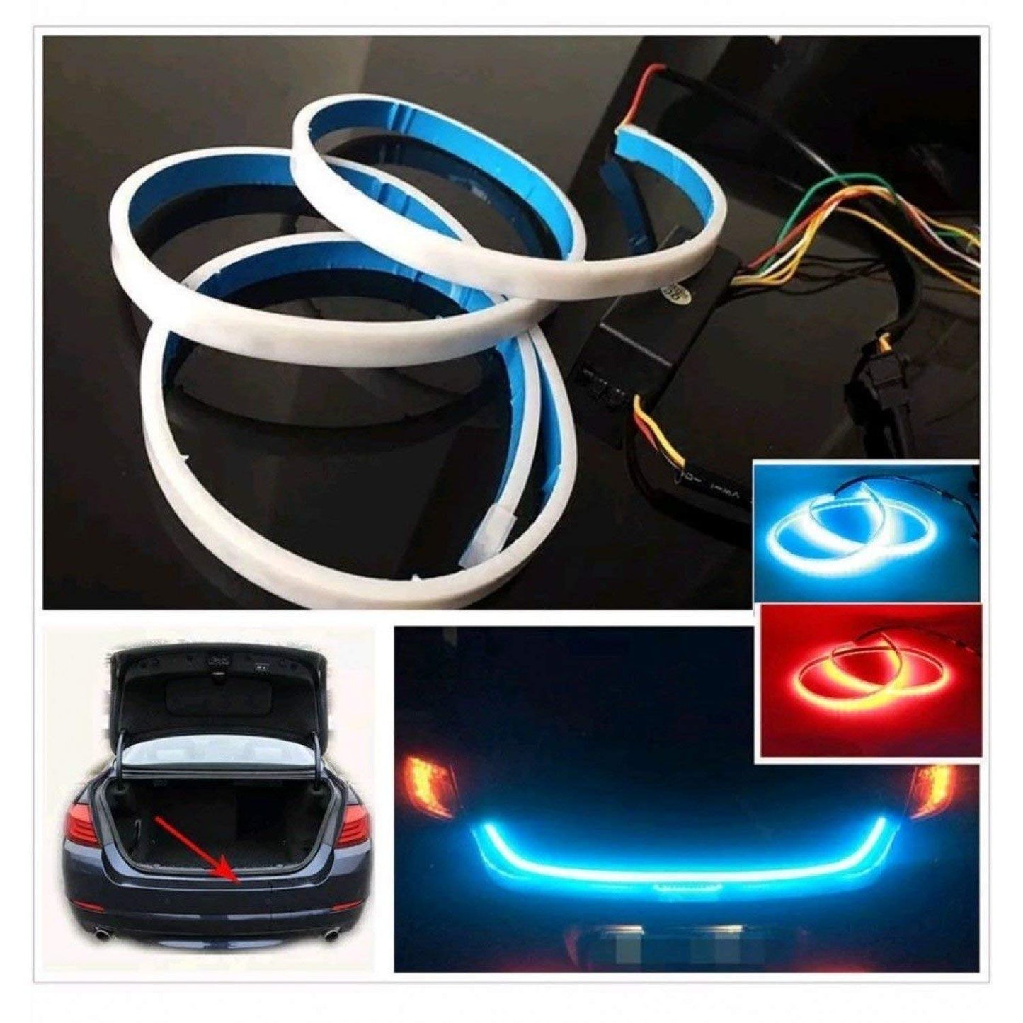 Led Strip Trunk/Dicky/Boot/Tail Lights Streamer Brake Turn Signal Light (Works with All Cars)