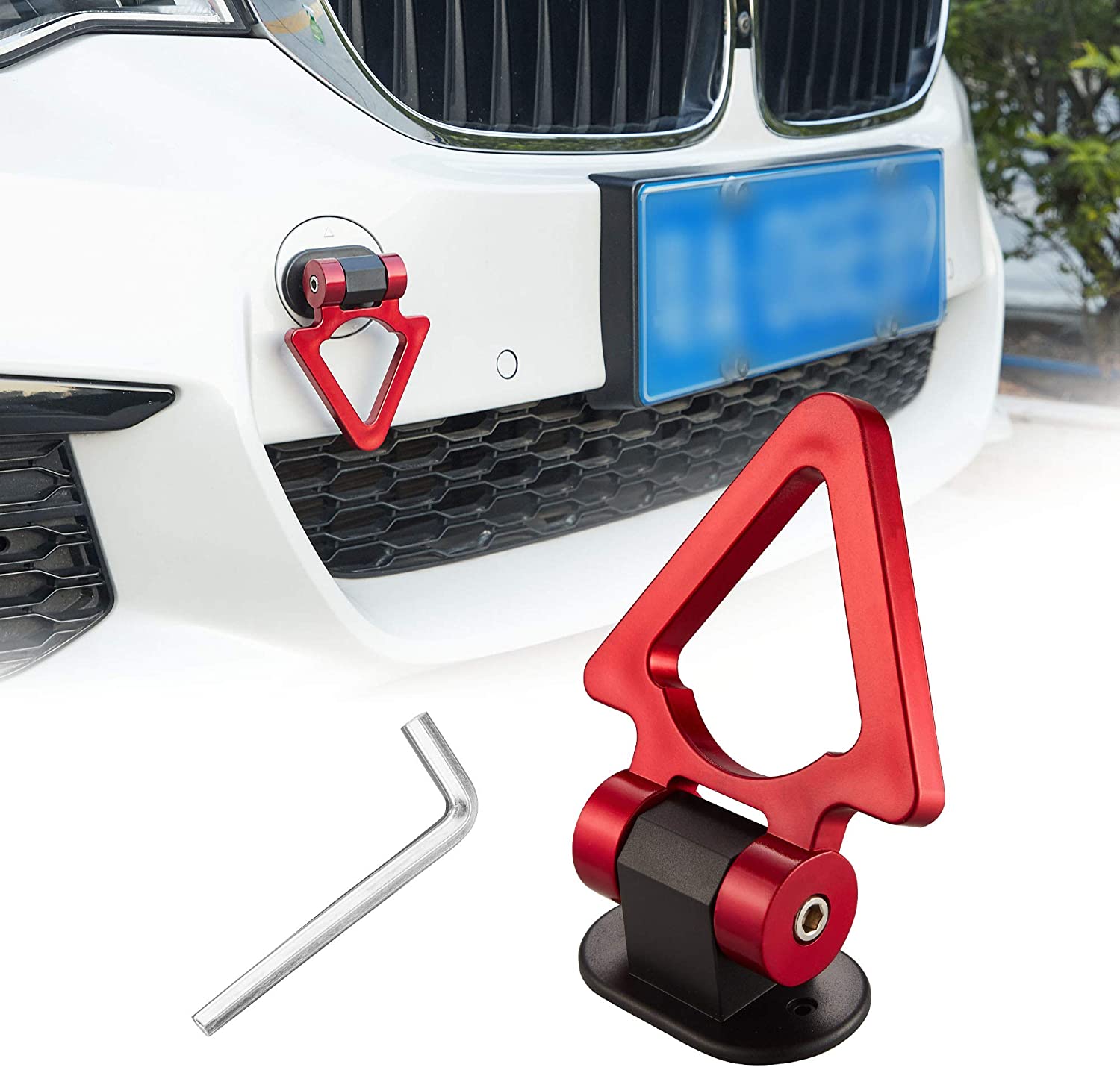 Car Tow Hook Universal Decorative V Shape Racing Style Trailer Hook Sticker for Car Bumper (ONLY Decoration)