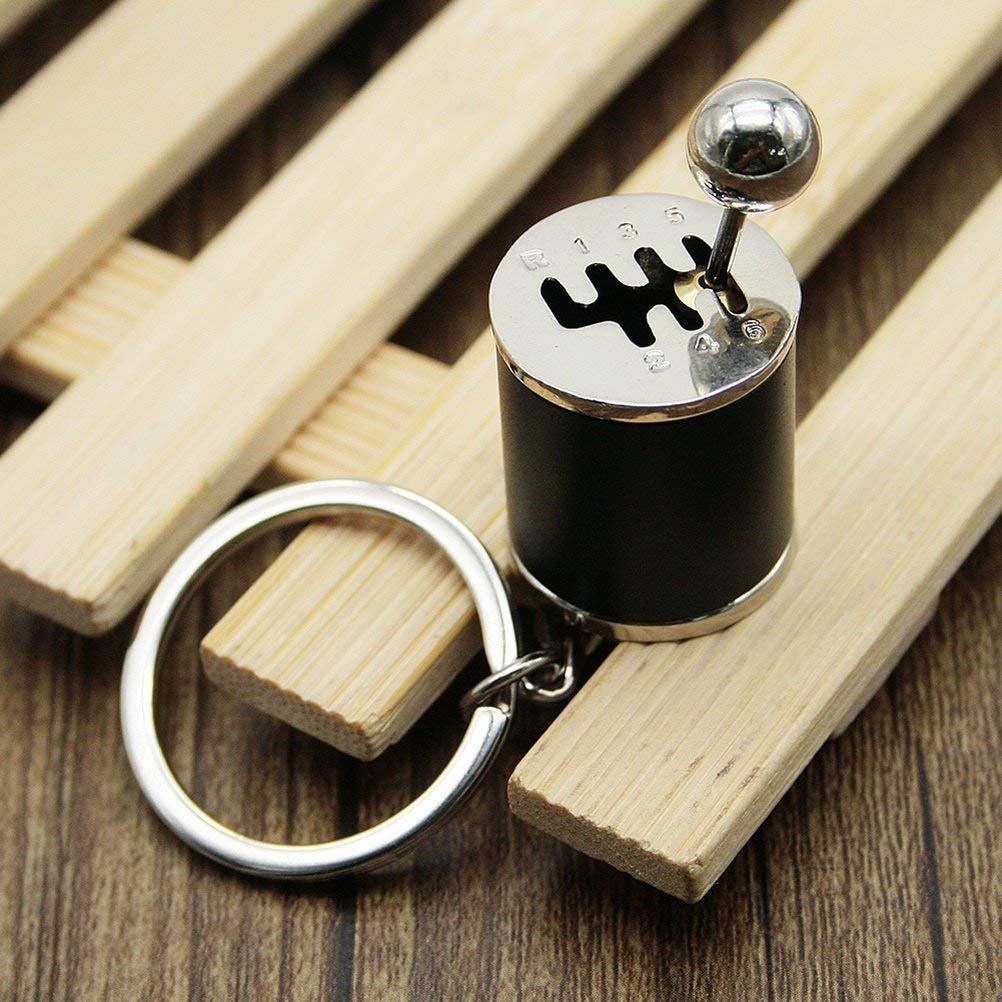 6Speed Creative Auto Part Model Gear Box Keychain Chrome Six-speed Manual Transmission Shift Lever Keyring Key Chain Turbo Car Gear Shift Stick Knob Keyfob