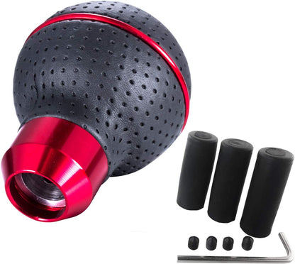 5 Speed Leather Shifter Knob Car Gear Stick Lever Shift Ball Handle Fit Most Manual Vehicles, Black