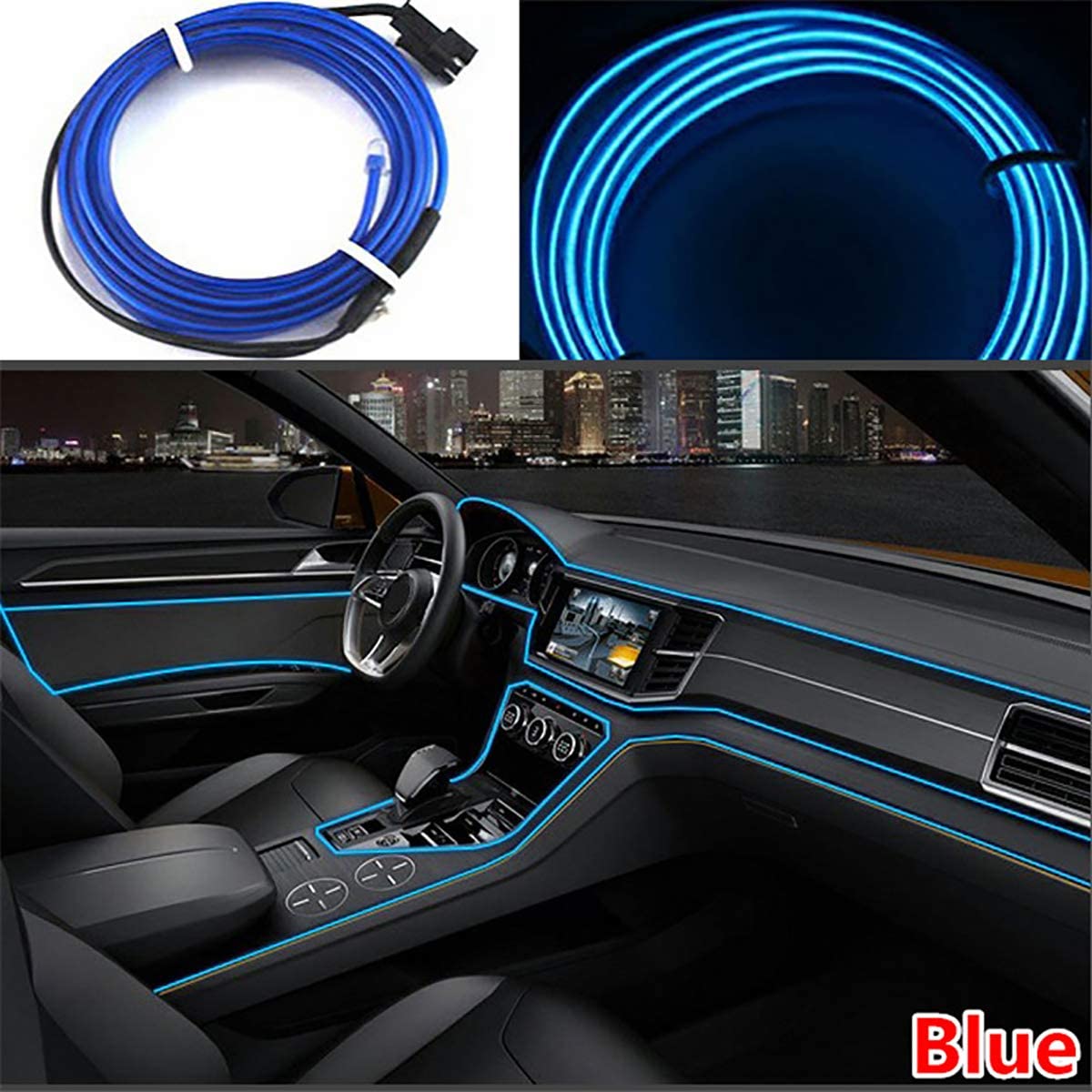 EL Wire Car Interior Light Ambient Neon Light for All Cars with Adapter (5 Meter)