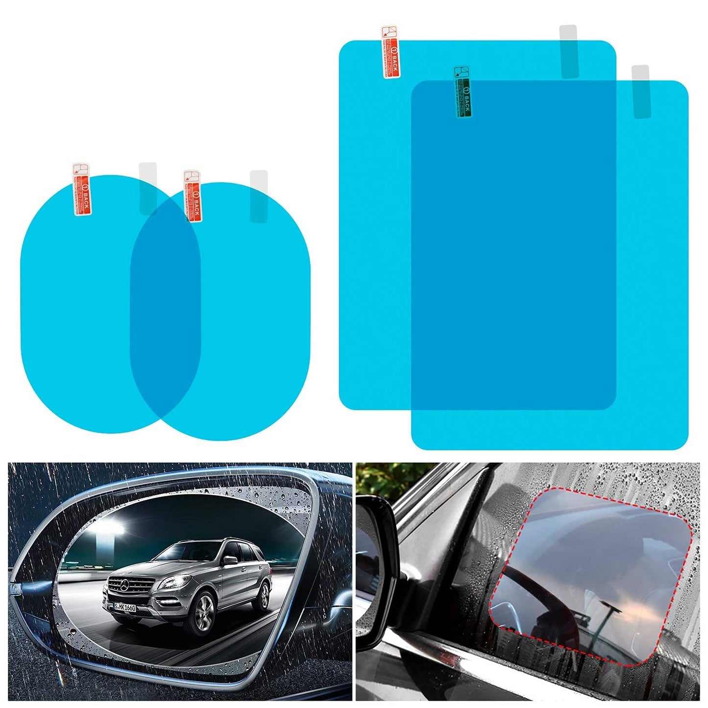 CarOxygen - Car Mirror Waterproof Film Anti Fog Film for Car Mirror Rain Proof Film, All Vehicles