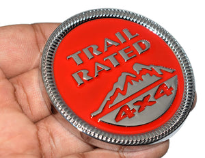 Trail Rated Emblem Sticker for Cars, Metal (Red)