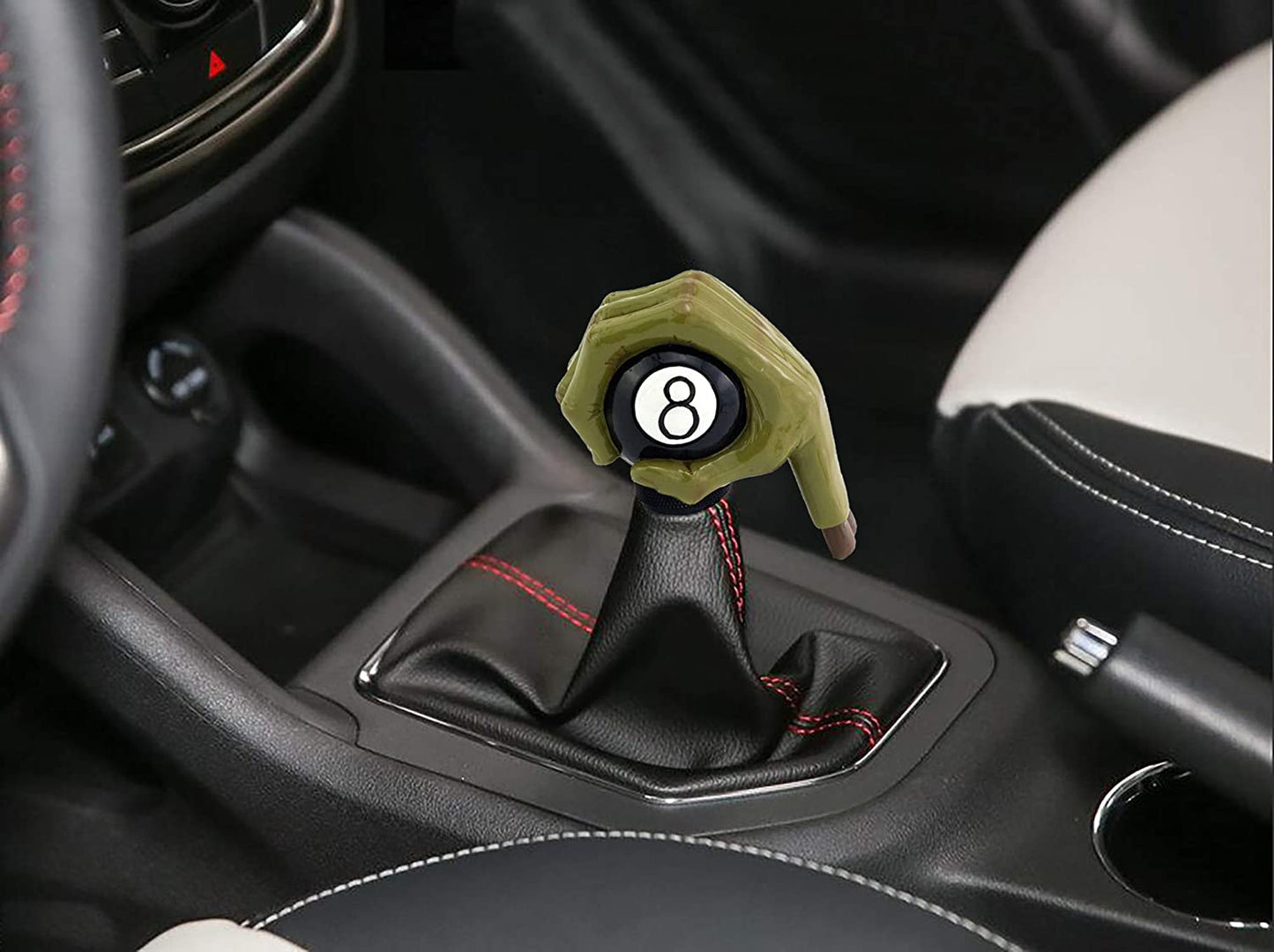 Car Oxygen - Gear Shifter Handle, Car Shift Stick Knob Green Devil Hand Griping Black Billiard Ball Style Fit Most Manual Automatic Transmissions