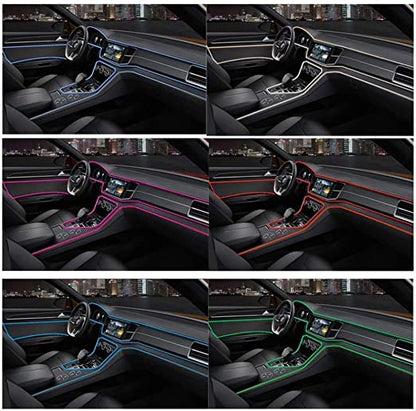 CarOxygen - Car LED Interior Strip Light, 16 Million Colors 5 in 1 with 6 Meters Fiber Optic, Multicolor RGB Sound Active Automobile Atmosphere Ambient Lighting Kit - Wireless Bluetooth APP Control
