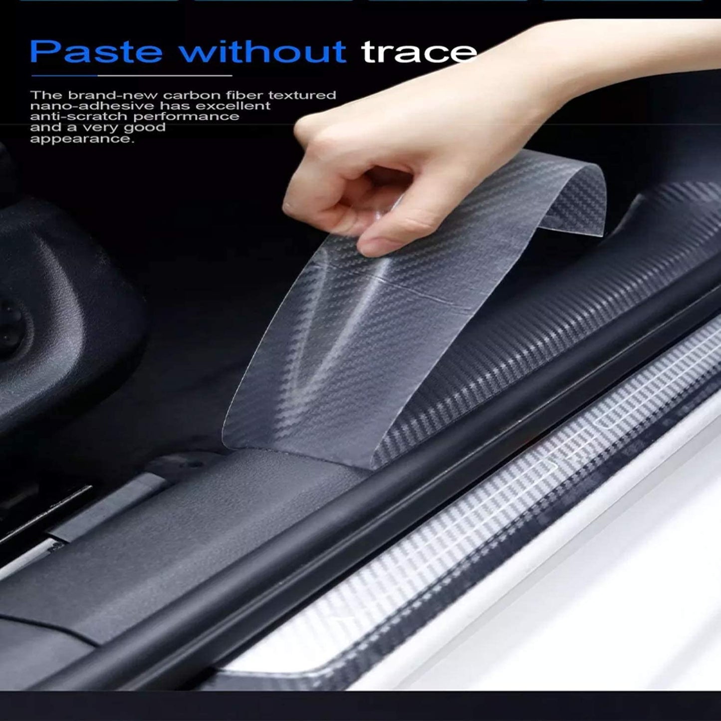 5m 3D Carbon Fiber Car Stickers Door Sill Scuff Anti Scratch Tape Protection Film Matte Carbon Fiber Tape