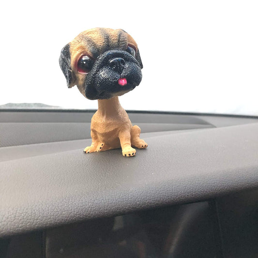 Car Oxygen -Nodding Head Bobble Head for Car Dashboard Showpiece Famous Characters (Pug Dog, Beige)