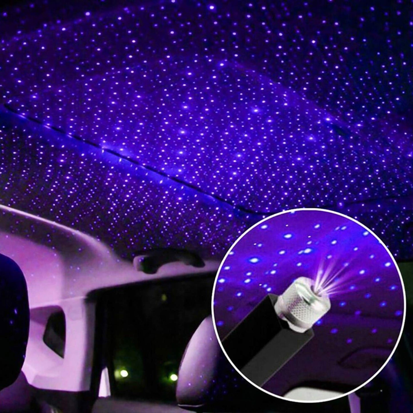 USB Roof Star Projector Lights with 3 Modes, USB Portable Adjustable Flexible Interior Car Night Lamp Decor with Romantic Galaxy Atmosphere fit Car, Ceiling, Bedroom, Party (Plug&Play, REd)