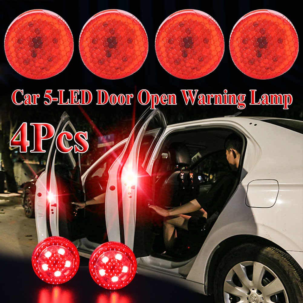 LED Wireless Car Door Warning Open Lights Indicator Decor Interior Flash Magnetic car led Lights for Anti Rear-End(RED) Free Batteries (Red Light -( 1 Pair- 2 pcs)