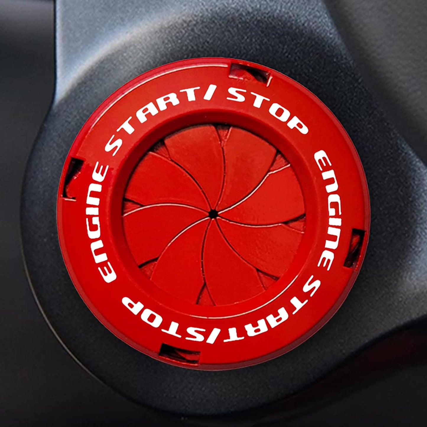 Rotary Car Push Start Button Cover, Spin Chrom Metal Car Engine Push to Start Button Cover Decoration, DIY Car Accessories (Red)