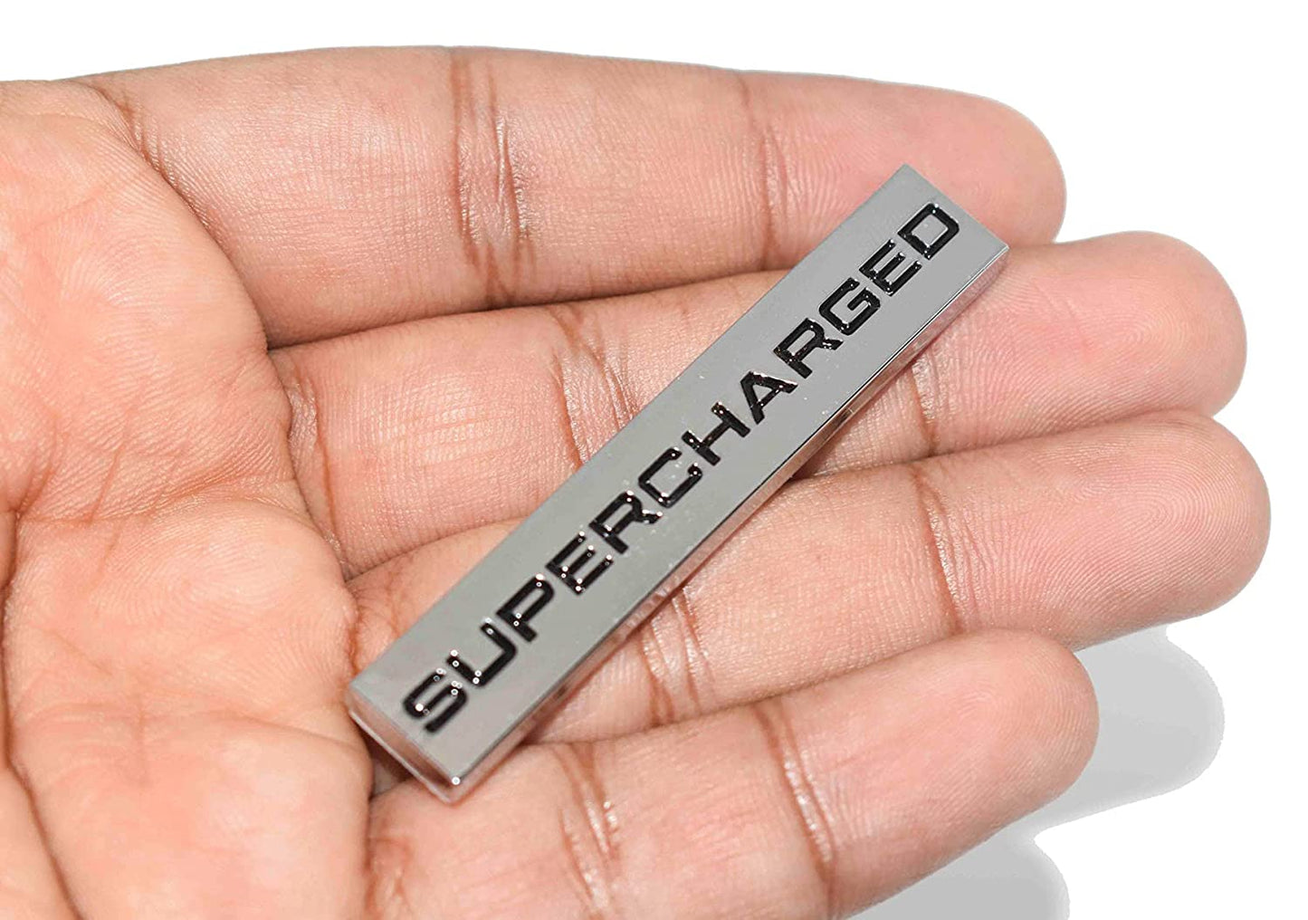 1Pcs Supercharged Emblem 3D Car Logo Premium Auto Badge Rear Trunk Sticker Side Fender Decal (Silver-Black)