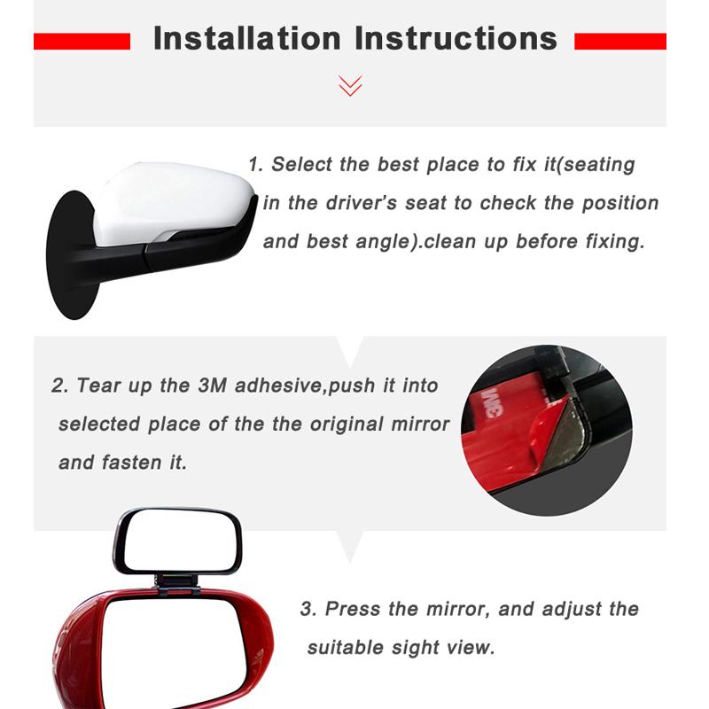 3r-093 - Car Blind Spot Mirror Rotation Adjustable Car Rear View Mirror Wide Angle Parking Auxiliary Mirror