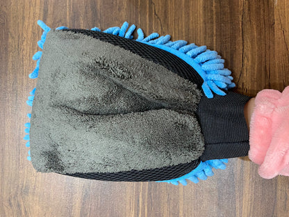 Microfiber Chenille & Glass Cloth Mitt, 1 Piece 800 GSM , Multi-Purpose Super Absorbent and Perfect Wash Clean with Lint-Scratch Free Cars, Window, Kitchen, Home Dusting!