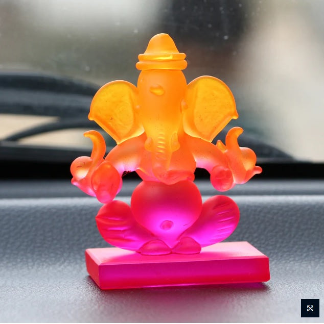 Double Sided Crystal Car Ganesha Showpiece