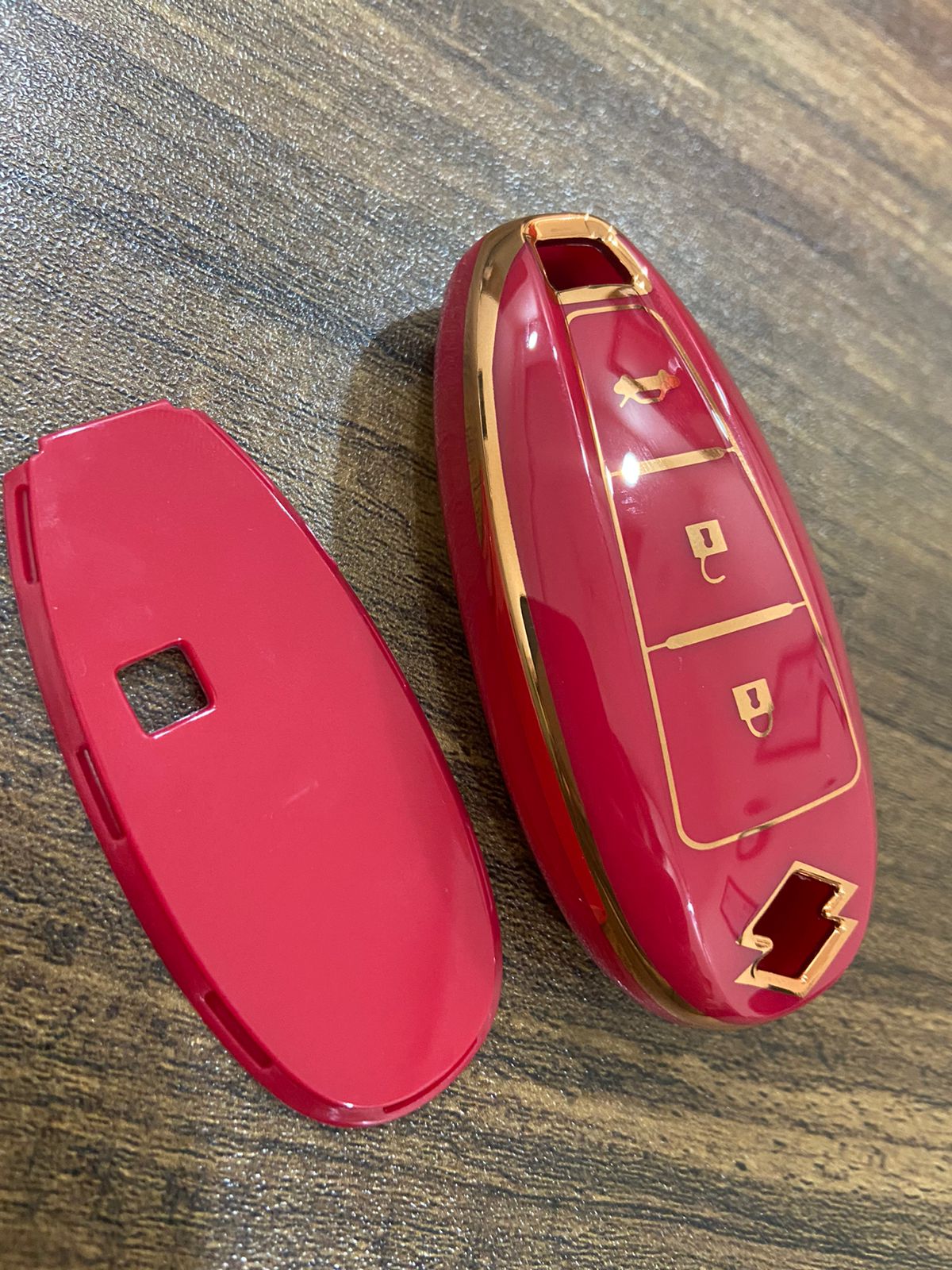 Gold Border TPU Key Cover Compatible with Maruti Suzuki 2 and 3 Button Baleno Ciaz Vitara Brezza S Cross Swift Ignis and Toyota Urban Cruiser Smart Key