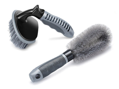 CarOxygen - Brush Tire Cleaning Brush for Car Wheel Hub, Tire Rim Scrub, Car Truck Motorcycle Bike Washing Cleaning Tool (Set of 2 Pcs)