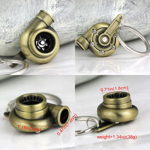 Creative Spinning Turbo Turbocharger Keychain Key Chain Ring Keyring Keyfob (Bronze Color)
