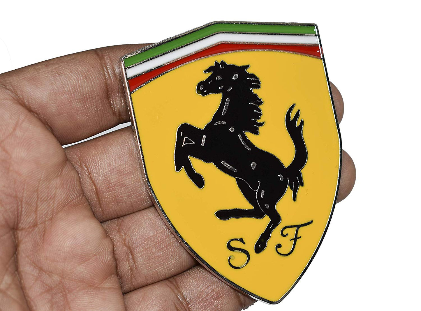 3D Fe rrari Yellow Badge Emblem Sticker Decal for Ferrari Car Bike SUV Mobile Laptop (7.5 x 5.3 cm)