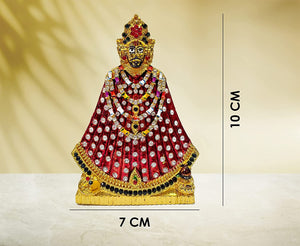 Khatu Shyam Car Dashboard Metal Idol /Murti/Statue Khatushyam Stone Studded Idol Colored Metal Murti for Mandir/ Temple and Home