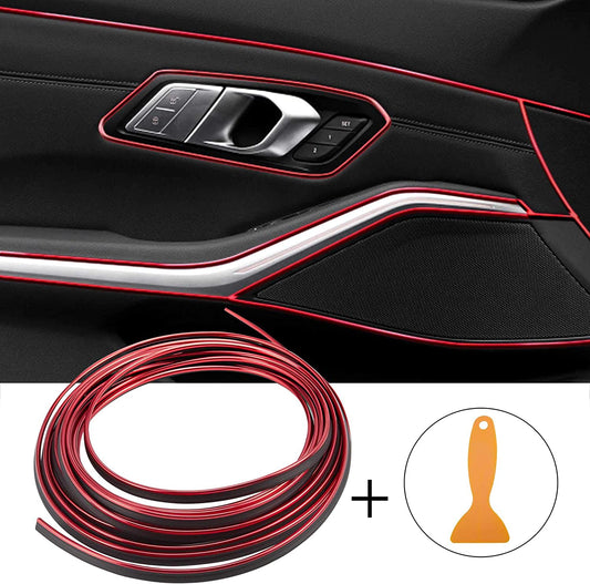 Car Interior Trim Strips - 16.4ft Universal Car Gap Fillers Automobile Moulding Line Decorative Accessories DIY Flexible Strip Garnish Accessory with Installing Tool - 5 Mtr