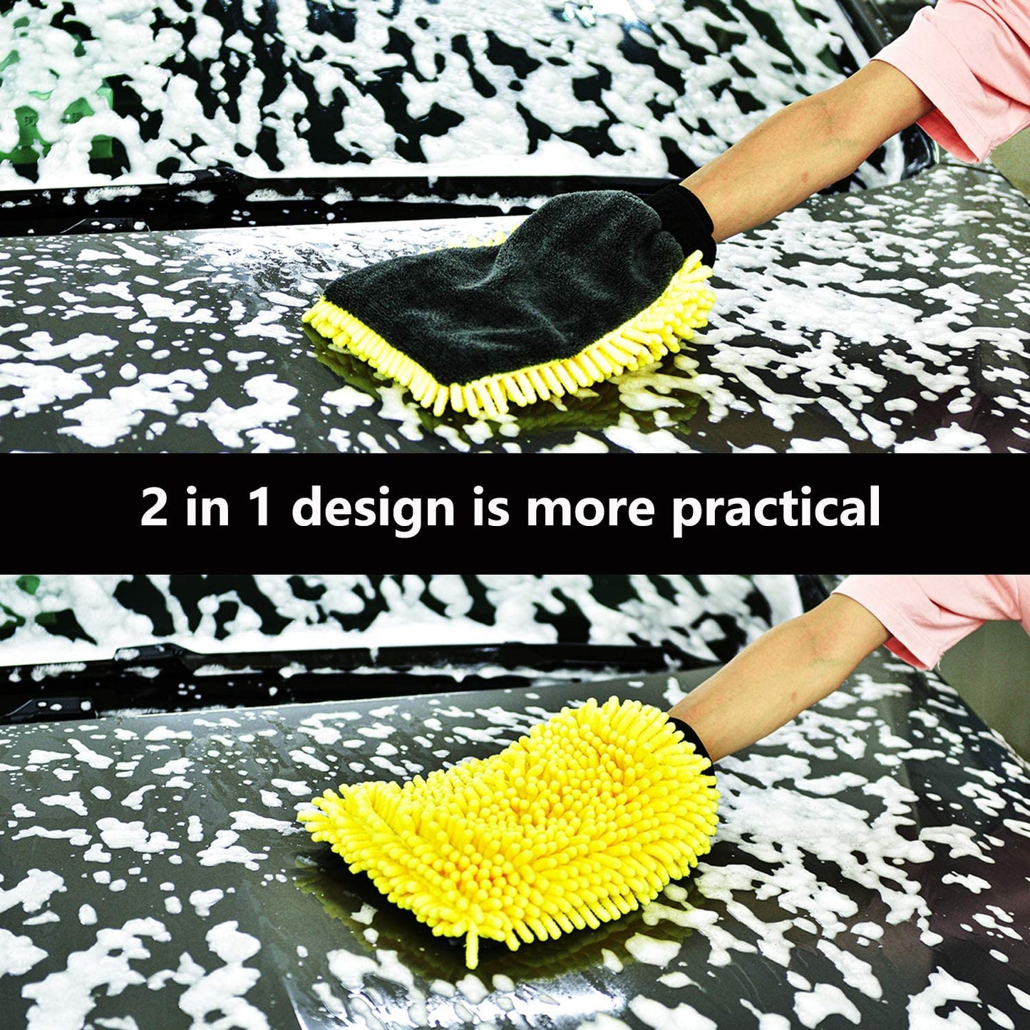 Car Oxygen - Soft Microfiber Lint Free Car Cleaning Clothes Dual Layer Ultra Thick 800 GSM Absorbent Detailing Towel (Yellow OR Grey, 30x60cm, 1 PC)