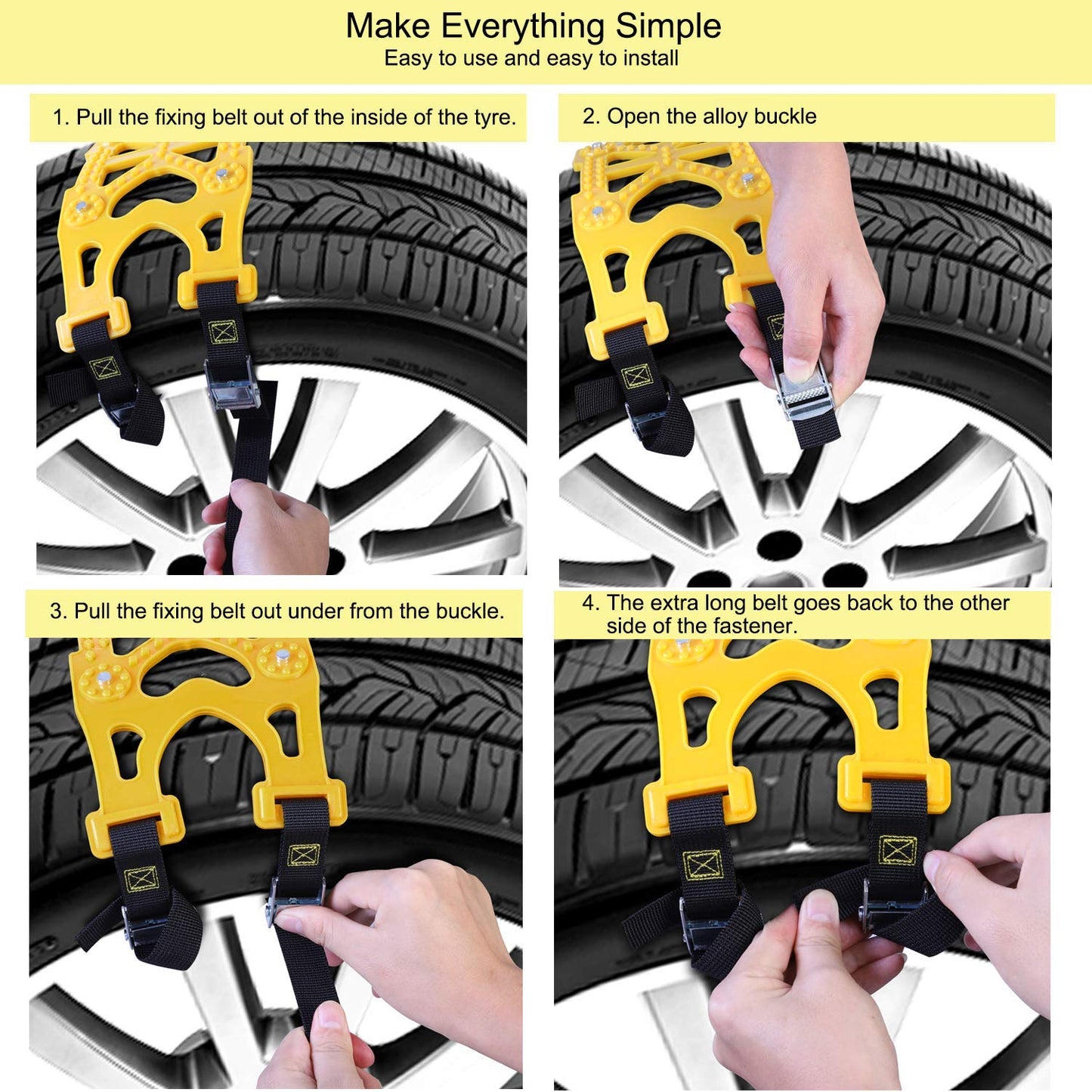 Car 6 Pcs Tire Snow Chains with Heavy Quality, Suitable For General Anti-Skid Chains Compatible with MAHINDRA THAR