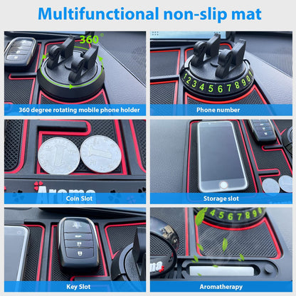 Car Multi Function Non Slip Dashboard Mat with 360Â° Rotatable Mount Phone Holder Stand & Parking Numbers for All Cars | Coins Keys Cellphone Holder - Sparco