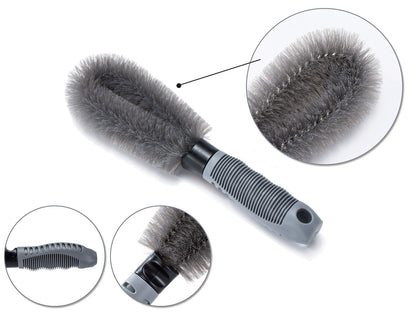 CarOxygen - Brush Tire Cleaning Brush for Car Wheel Hub, Tire Rim Scrub, Car Truck Motorcycle Bike Washing Cleaning Tool (Set of 2 Pcs)
