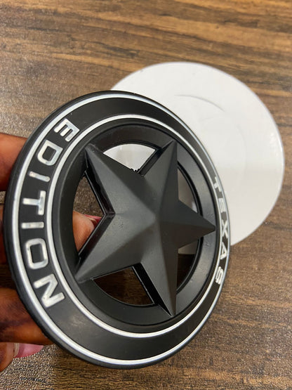 Star Texas Edition Logo 8 x 8cm Car Bike Metal Star Texas Edition Logo Car Emblem Texas 3D Badge Auto Racing Sport Sticker Grand Tourer Decal (Silver RED Star Texas Edition 3D Sticker)
